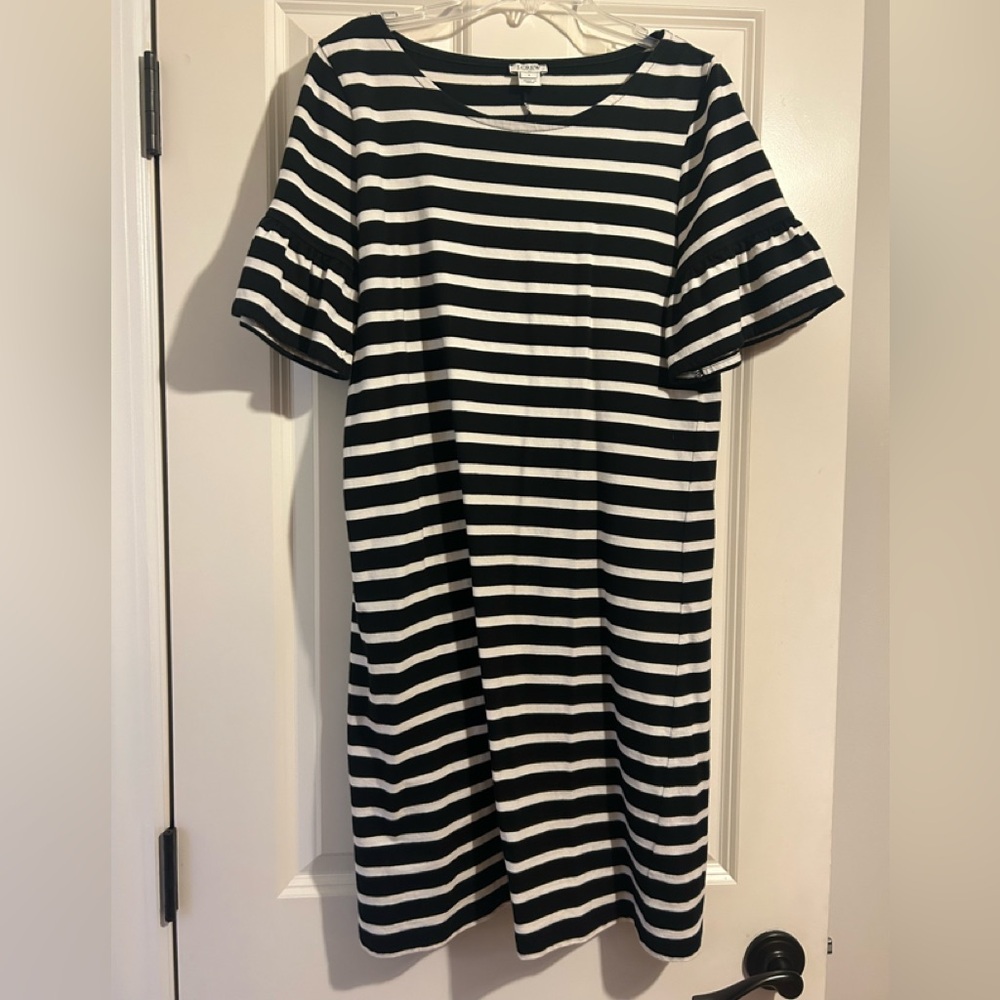 JCrew Striped Black and White Dress